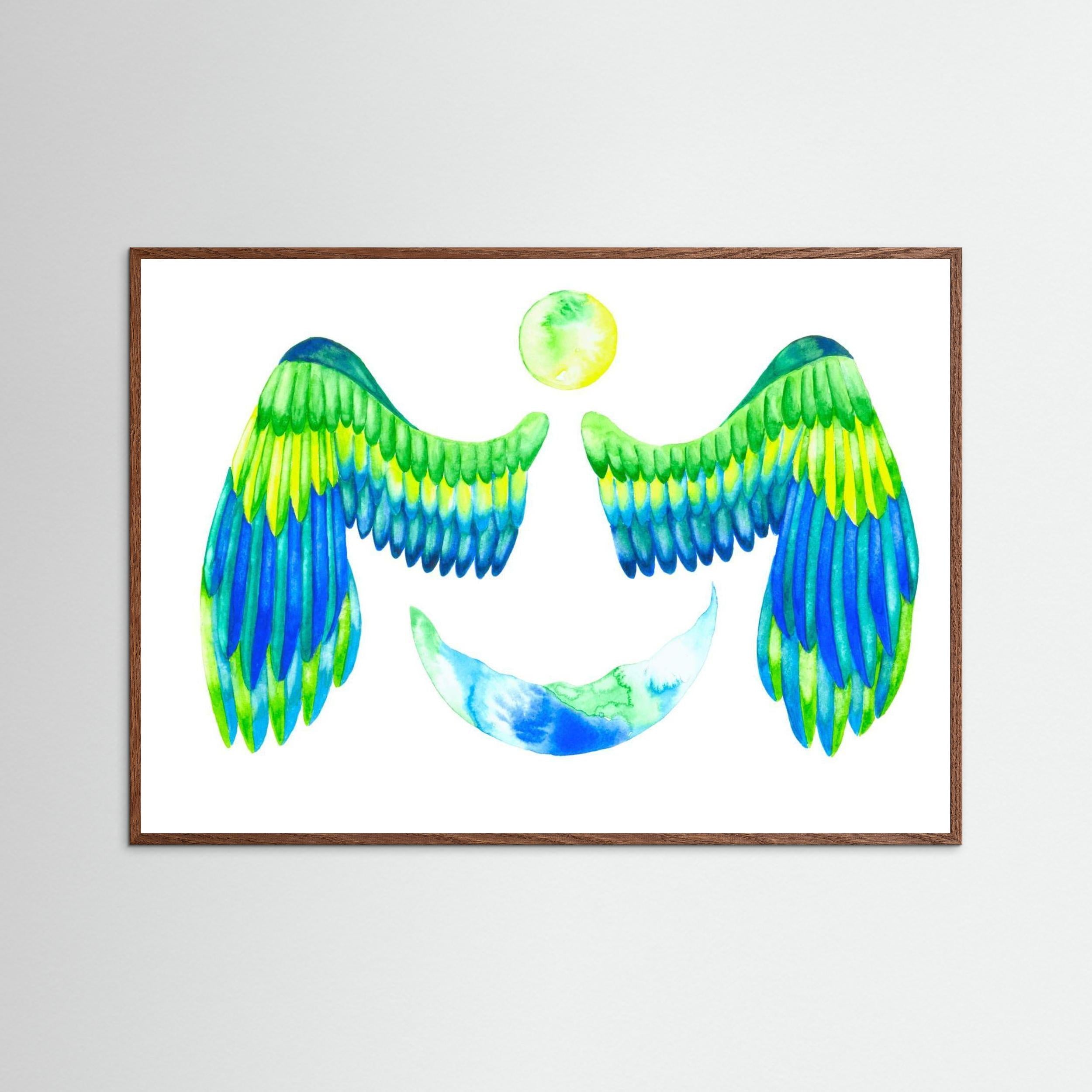 Turquoise Moon and Wings