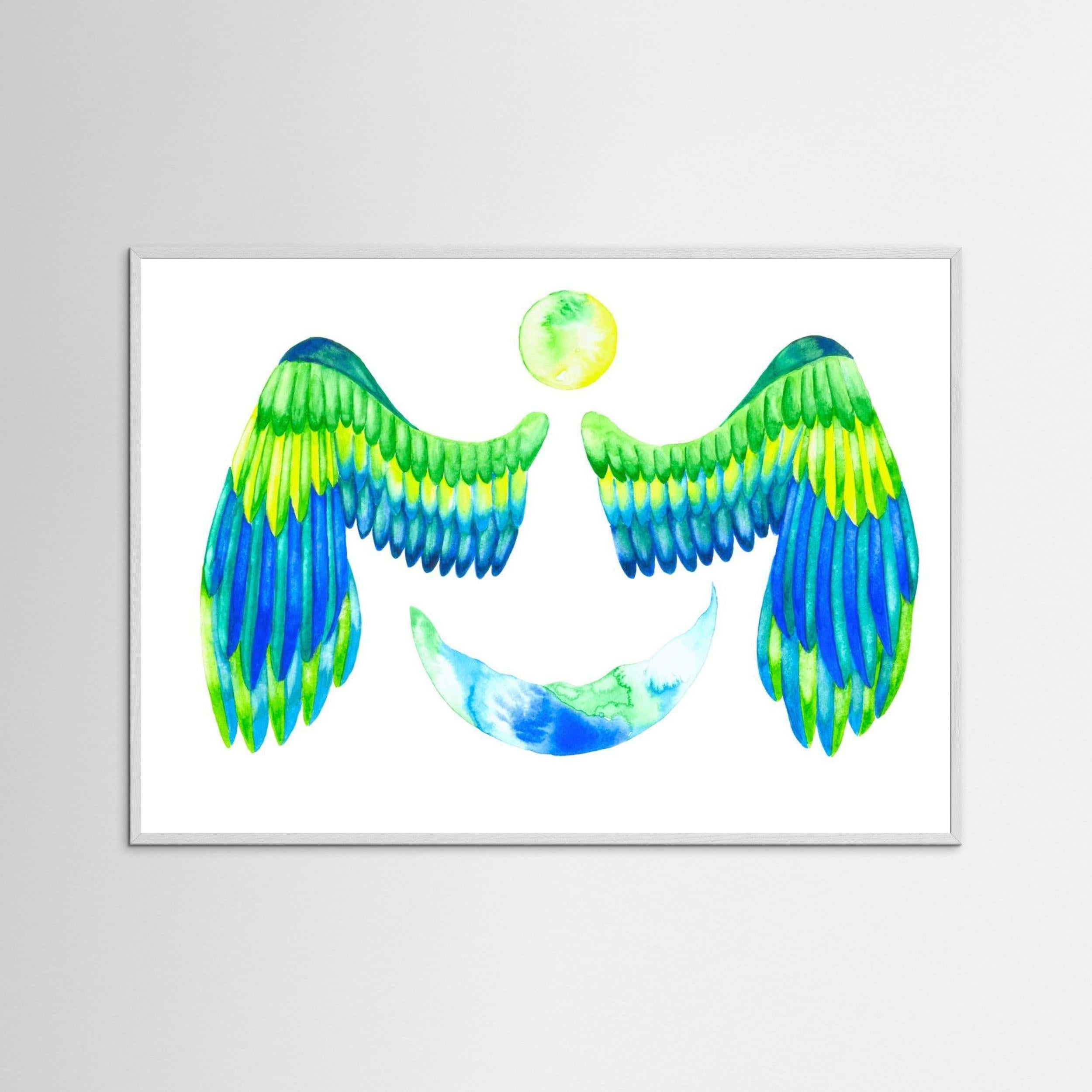 Turquoise Moon and Wings